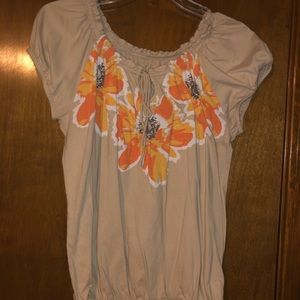 IZOD Brown Flowery Top